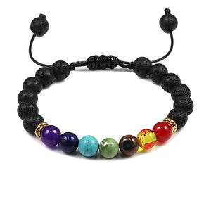 Bracciale "Guarigione dei 7 chakra" in pietra lavica